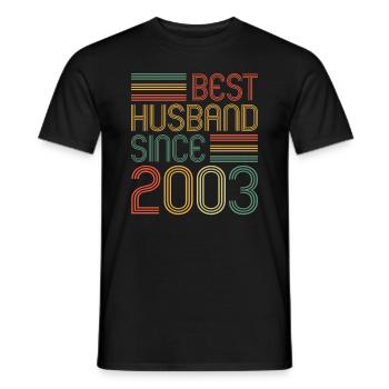 20th Wedding Anniversary Best Husband since 2003 - Men's T-Shirt - black - Front - AI Model Male 178 light (178cm)