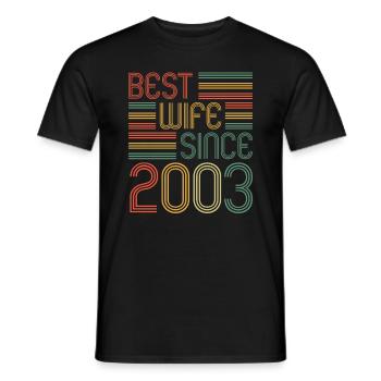 20th Wedding Anniversary Best Wife since 2003 - Men's T-Shirt - black - Front - AI Model Male 178 light (178cm)