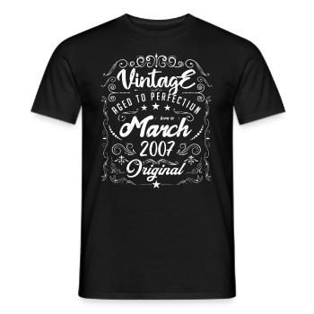 Vintage born in March 2007. Anniversary March 2007 - Men's T-Shirt - black - Front - AI Model Male 178 light (178cm)
