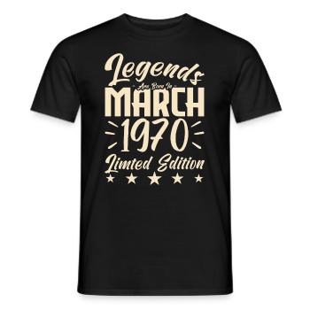 Naissance En Mars 1970. Cadeau d'anniversaire mars - T-shirt homme - noir - Devant - AI Model Male 178 light (178cm)