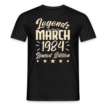 Naissance En Mars 1984. Cadeau d'anniversaire mars - T-shirt homme - noir - Devant - AI Model Male 178 light (178cm)