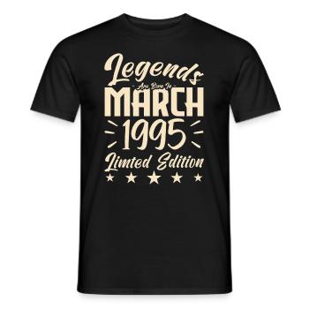 Born in March 1995. March Birthday Gift - Men's T-Shirt - black - Front - AI Model Male 178 light (178cm)