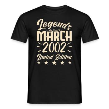 Naissance En Mars 2002. Cadeau d'anniversaire mars - T-shirt homme - noir - Devant - AI Model Male 178 light (178cm)