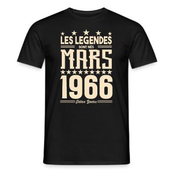 cadeau d'anniversaire mars 1966. cadeau Mars 1966. - T-shirt homme - noir - Devant - AI Model Male 178 light (178cm)