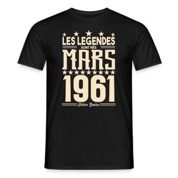 cadeau d'anniversaire mars 1961. cadeau Mars 1961. - T-shirt homme - noir - Devant - AI Model Male 178 light (178cm)