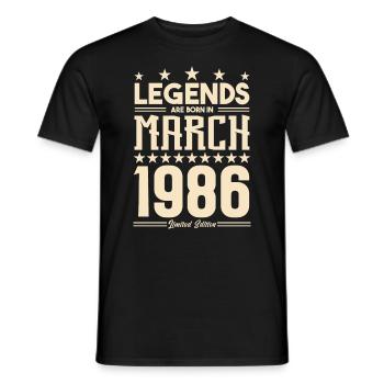 Gift Legend März 1986. Geschenk März 1986. März. - Männer T-Shirt - Schwarz - Vorne - AI Model Male 178 light (178cm)