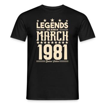 Cadeau Légende mars 1981. cadeau Mars 1981. March. - T-shirt homme - noir - Devant - AI Model Male 178 light (178cm)