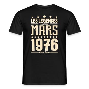 cadeau d'anniversaire mars 1976. cadeau Mars 1976. - T-shirt homme - noir - Devant - AI Model Male 178 light (178cm)