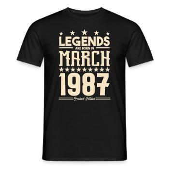 Gift Legend March 1987. gift March 1987. March. - Men's T-Shirt - black - Front - AI Model Male 178 light (178cm)