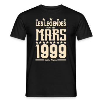 cadeau d'anniversaire mars 1999. cadeau Mars 1999. - T-shirt homme - noir - Devant - AI Model Male 178 light (178cm)