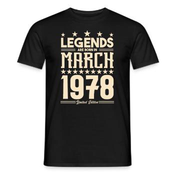 Gift Legend March 1978. gift March 1978. March. - Men's T-Shirt - black - Front - AI Model Male 178 light (178cm)