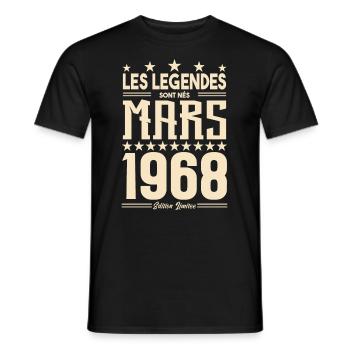 cadeau d'anniversaire mars 1968. cadeau Mars 1968. - T-shirt homme - noir - Devant - AI Model Male 178 light (178cm)