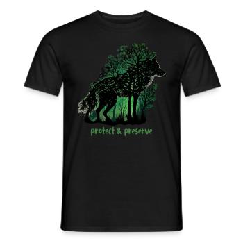 Loups Silhouette Conservation de la nature Bien-être animal Loup - T-shirt homme - noir - Devant - AI Model Male 178 light (178cm)