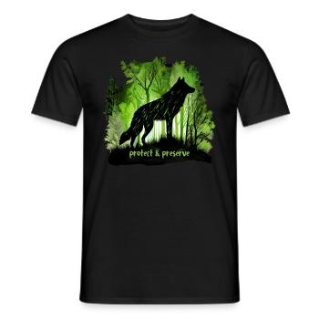 Loups Silhouette Conservation de la nature Bien-être animal Loup - T-shirt homme - noir - Devant - AI Model Male 178 light (178cm)