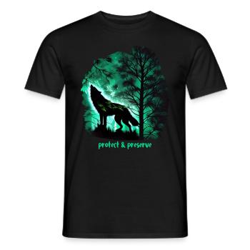 Wölfe Silhouette Naturschutz Tierschutz Wolf - Männer T-Shirt - Schwarz - Vorne - AI Model Male 178 light (178cm)