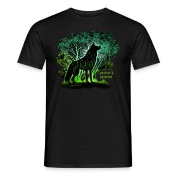 Loups Silhouette Conservation de la nature Bien-être animal Loup - T-shirt homme - noir - Devant - AI Model Male 178 light (178cm)