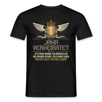 1 Jahre verheiratet zynisch 1.Hochzeitstag - Männer T-Shirt - Schwarz - Vorne - AI Model Male 178 light (178cm)