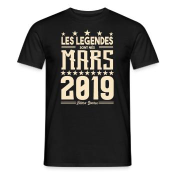 cadeau d'anniversaire mars 2019. cadeau Mars 2019. - T-shirt homme - noir - Devant - AI Model Male 178 light (178cm)
