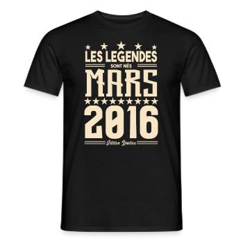 cadeau d'anniversaire mars 2016. cadeau Mars 2016. - T-shirt homme - noir - Devant - AI Model Male 178 light (178cm)