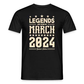 Cadeau Légende mars 2024. cadeau Mars 2024. March. - T-shirt homme - noir - Devant - AI Model Male 178 light (178cm)