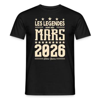 cadeau d'anniversaire mars 2026. cadeau Mars 2026. - T-shirt homme - noir - Devant - AI Model Male 178 light (178cm)