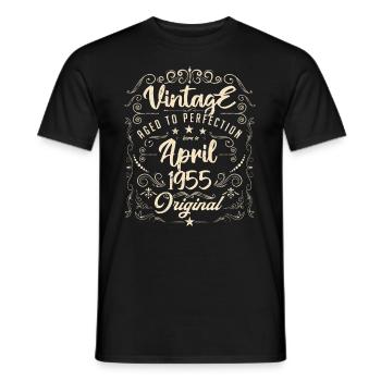 Jahrgang geboren im April 1955. Geburtstag April. - Männer T-Shirt - Schwarz - Vorne - AI Model Male 178 light (178cm)