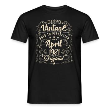 Jahrgang geboren im April 1981. Geburtstag April. - Männer T-Shirt - Schwarz - Vorne - AI Model Male 178 light (178cm)