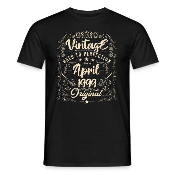 Vintage born in April 1999. Birthday April. - Men's T-Shirt - black - Front - AI Model Male 178 light (178cm)