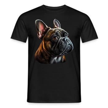 French Bulldog Frenchie Französische Bulldogge - Men's T-Shirt - black - Front - AI Model Male 178 light (178cm)