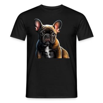 French Bulldog Frenchie Französische Bulldogge - Men's T-Shirt - black - Front - AI Model Male 178 light (178cm)