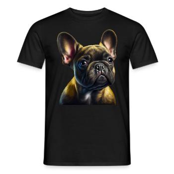 French Bulldog Frenchie Französische Bulldogge - Men's T-Shirt - black - Front - AI Model Male 178 light (178cm)