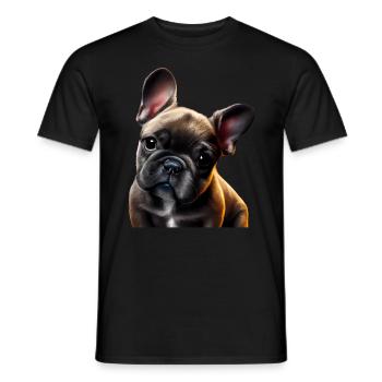 French Bulldog Frenchie Französische Bulldogge - Men's T-Shirt - black - Front - AI Model Male 178 light (178cm)