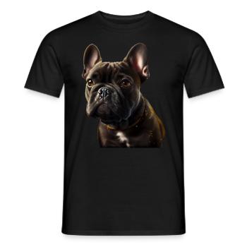 French Bulldog Frenchie Französische Bulldogge - Men's T-Shirt - black - Front - AI Model Male 178 light (178cm)