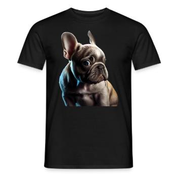 French Bulldog Frenchie Französische Bulldogge - Men's T-Shirt - black - Front - AI Model Male 178 light (178cm)