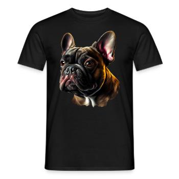 French Bulldog Frenchie Französische Bulldogge - Men's T-Shirt - black - Front - AI Model Male 178 light (178cm)