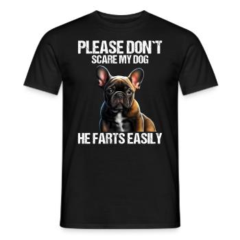 Please don't scare my dog French Bulldog - Men's T-Shirt - black - Front - AI Model Male 178 light (178cm)