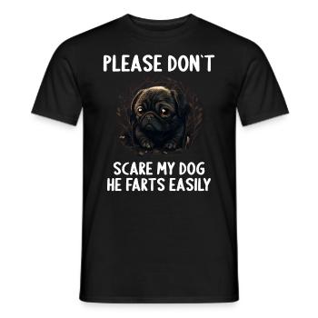 Please don't scare my dog Pug - Men's T-Shirt - black - Front - AI Model Male 178 light (178cm)