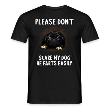 Please don't scare my dog Pug - Men's T-Shirt - black - Front - AI Model Male 178 light (178cm)