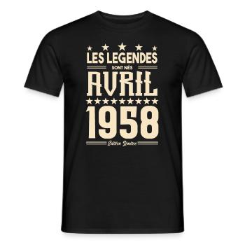cadeau d'anniversaire Avril 1958 cadeau avril 1958 - T-shirt homme - noir - Devant - AI Model Male 178 light (178cm)