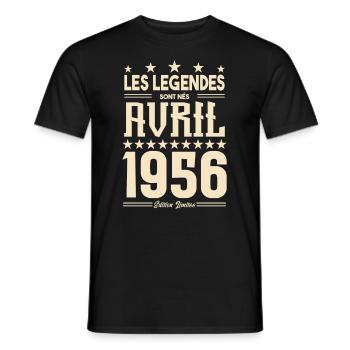 cadeau d'anniversaire Avril 1956 cadeau avril 1956 - T-shirt homme - noir - Devant - AI Model Male 178 light (178cm)