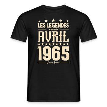 cadeau d'anniversaire Avril 1965 cadeau avril 1965 - T-shirt homme - noir - Devant - AI Model Male 178 light (178cm)