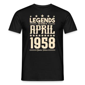 Geschenk Legende April 1958 Geschenk April 1958. April - Männer T-Shirt - Schwarz - Vorne - AI Model Male 178 light (178cm)