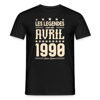 cadeau d'anniversaire Avril 1990 cadeau avril 1990 - T-shirt homme - noir - Devant - AI Model Male 178 light (178cm)