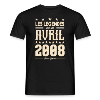 cadeau d'anniversaire Avril 2008 cadeau avril 2008 - T-shirt homme - noir - Devant - AI Model Male 178 light (178cm)