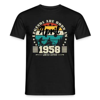 Avril 1958 Cadeau d'anniversaire avril 1958. April - T-shirt homme - noir - Devant - AI Model Male 178 light (178cm)