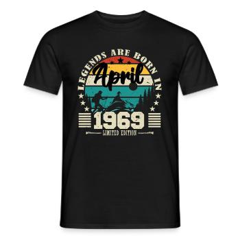 Avril 1969 Cadeau d'anniversaire avril 1969. April - T-shirt homme - noir - Devant - AI Model Male 178 light (178cm)