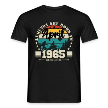 April 1965 Birthday gift April 1965. April - Men's T-Shirt - black - Front - AI Model Male 178 light (178cm)