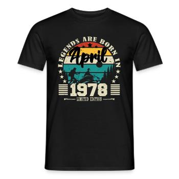 Avril 1978 Cadeau d'anniversaire avril 1978. April - T-shirt homme - noir - Devant - AI Model Male 178 light (178cm)
