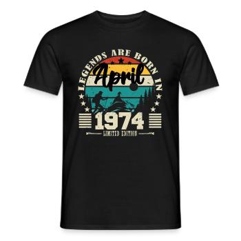 Avril 1974 Cadeau d'anniversaire avril 1974. April - T-shirt homme - noir - Devant - AI Model Male 178 light (178cm)