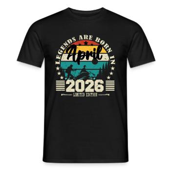 April 2026 Birthday gift April 2026. April - Men's T-Shirt - black - Front - AI Model Male 178 light (178cm)